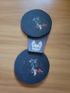 💀NEW💀Hand Crafted Black Dachshund 2pc Car Coaster Set